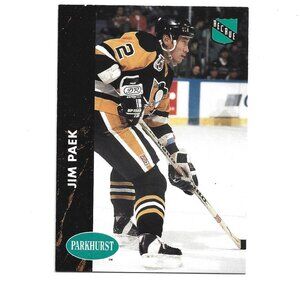 1992 French Parkhurst Jim Paek Pittsburgh Penguins Rookie Hockey Card [h82]